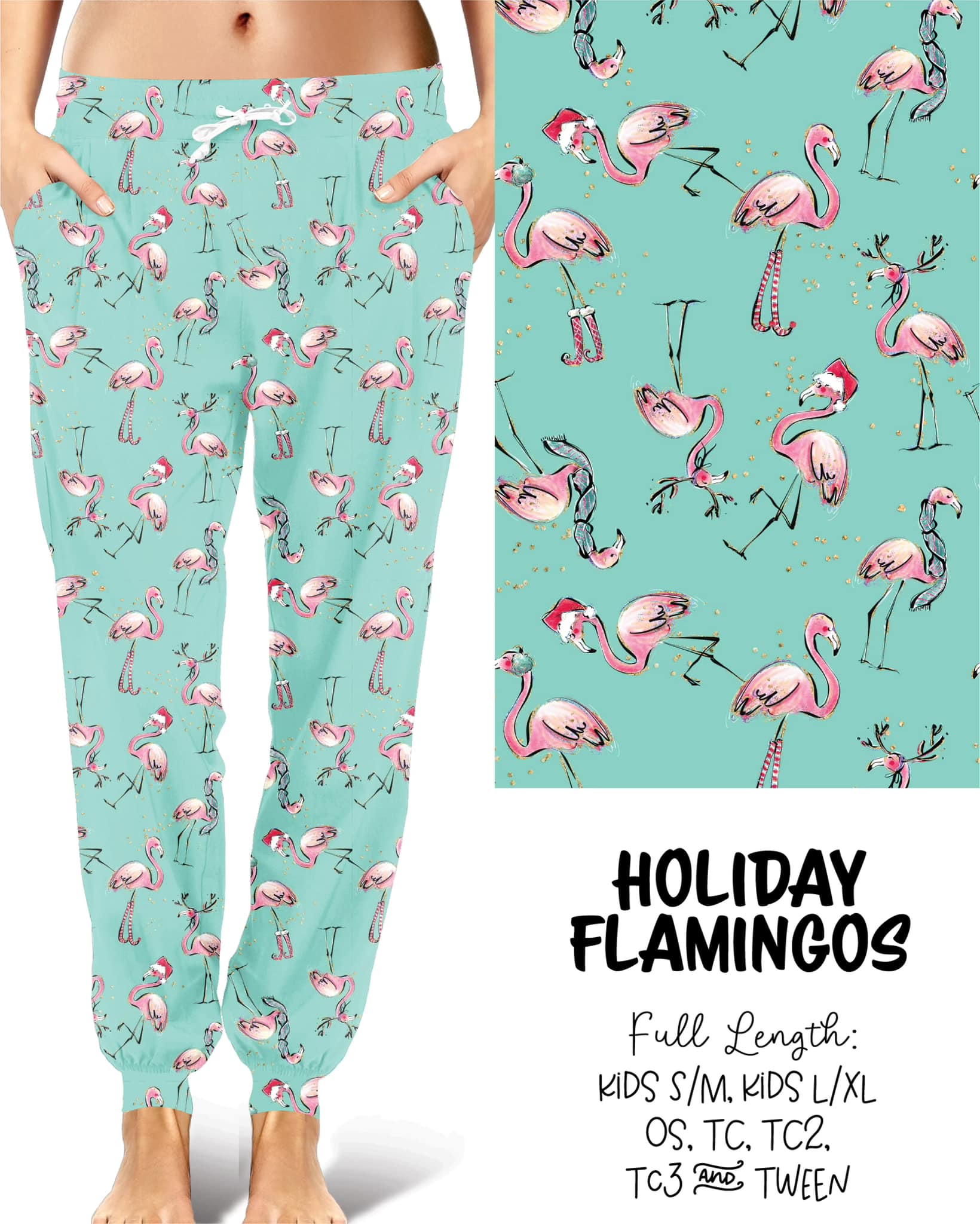Holiday Flamingos Joggers Full Length Preorder 0927
