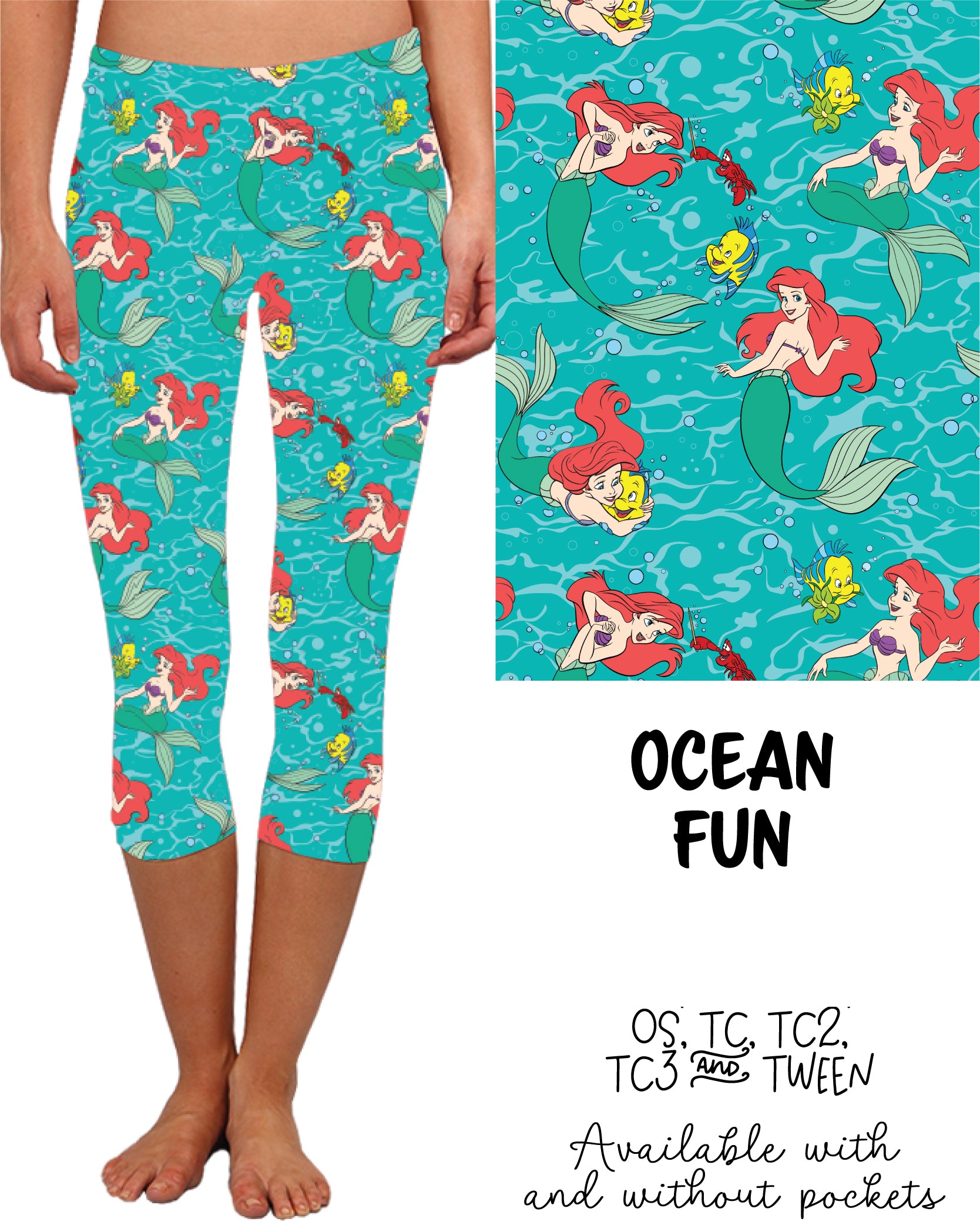 Ocean Fun Capri Leggings With and Without Pockets Preorder 5/17