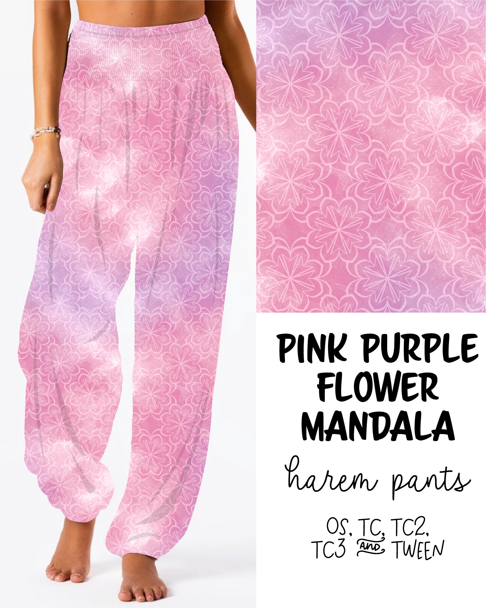 Pink Purple Flower Mandala Harem Pants