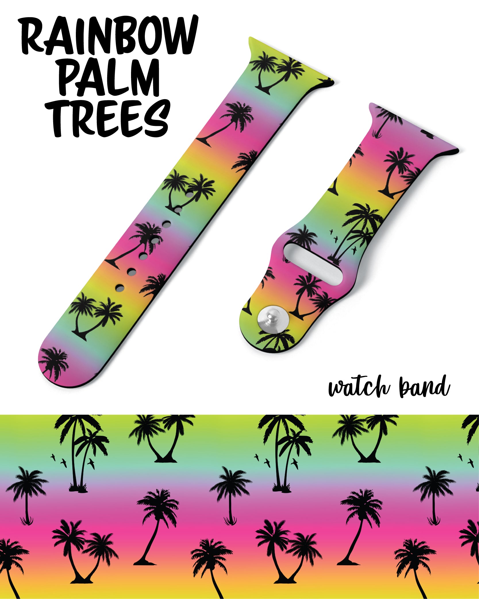 Rainbow Palm Trees Watch Band