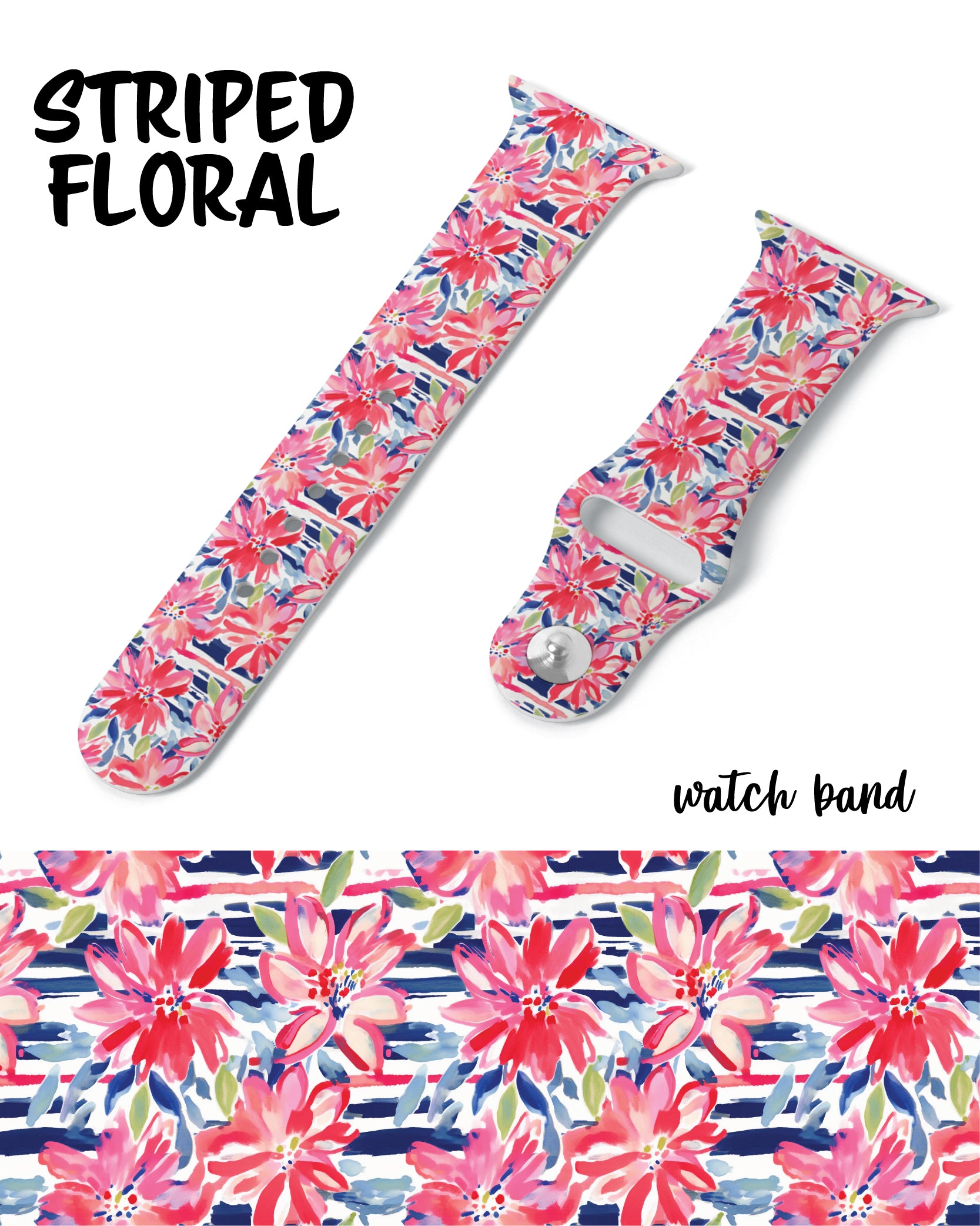 Striped Floral Watch Band