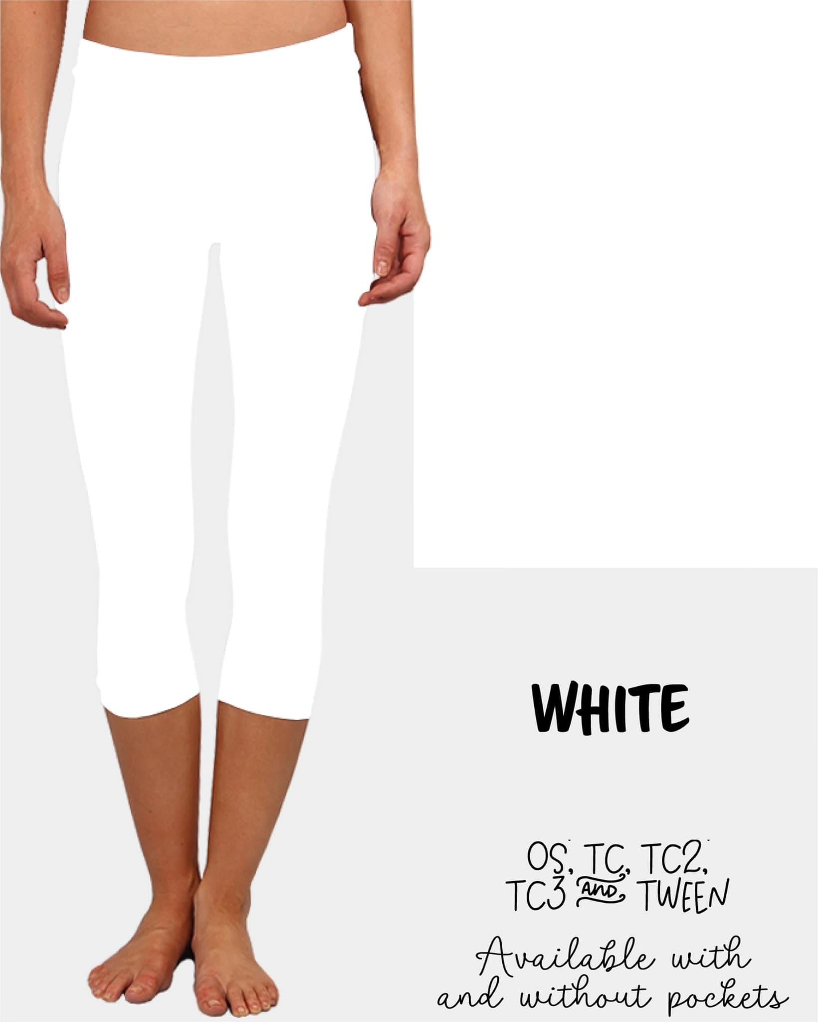 White Capri Leggings With and Without Pockets