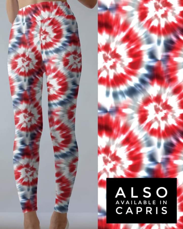 Tie Dye 2 (Red with Blue) Leggings without Pockets