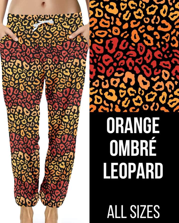 Orange Ombre Leopard Joggers