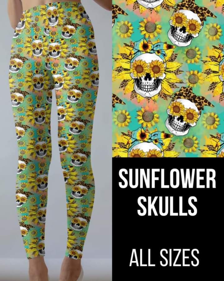 Sunflower Skulls Leggings without Pockets