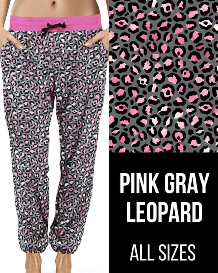 Pink Gray Leopard Joggers