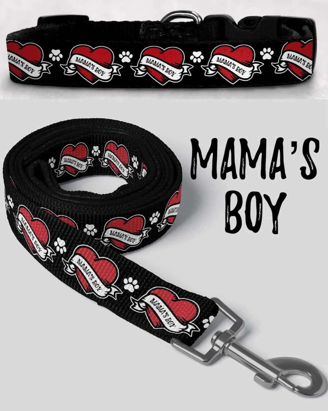 Mamas boy custom leash and collar set