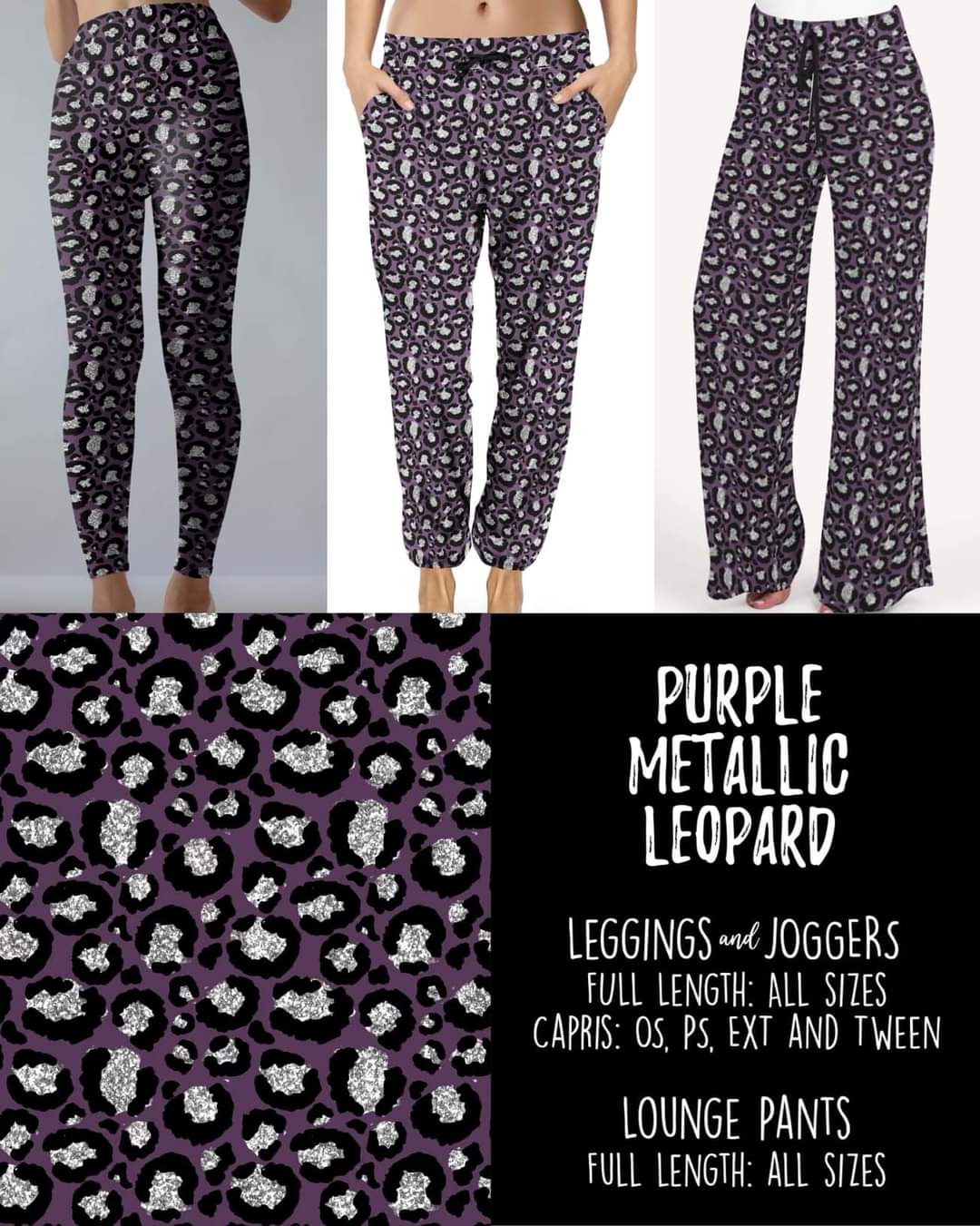 Purple Metallic Leopard Leggings and Joggers