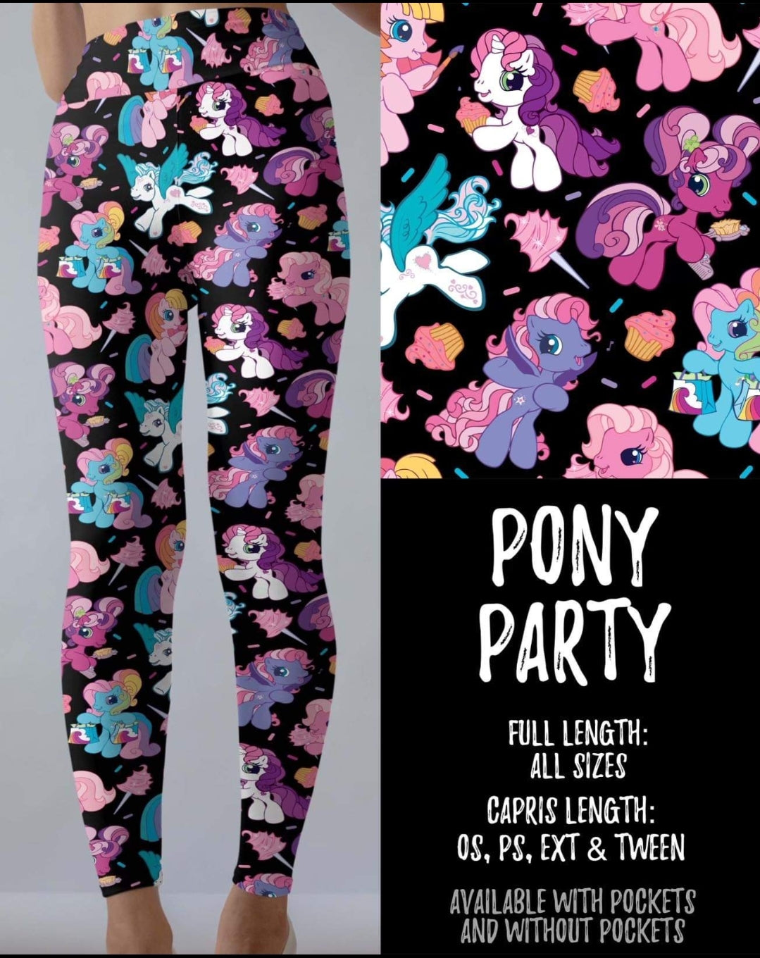 Pony Party Leggings with and without Pockets