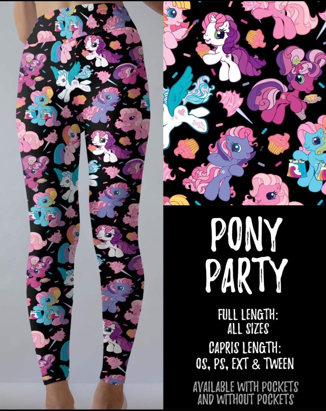 Pony Party Capri Leggings with and without Pockets