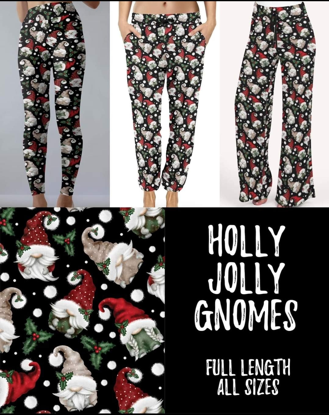 Holly jolly gnomes leggings/Joggers/Lounge
