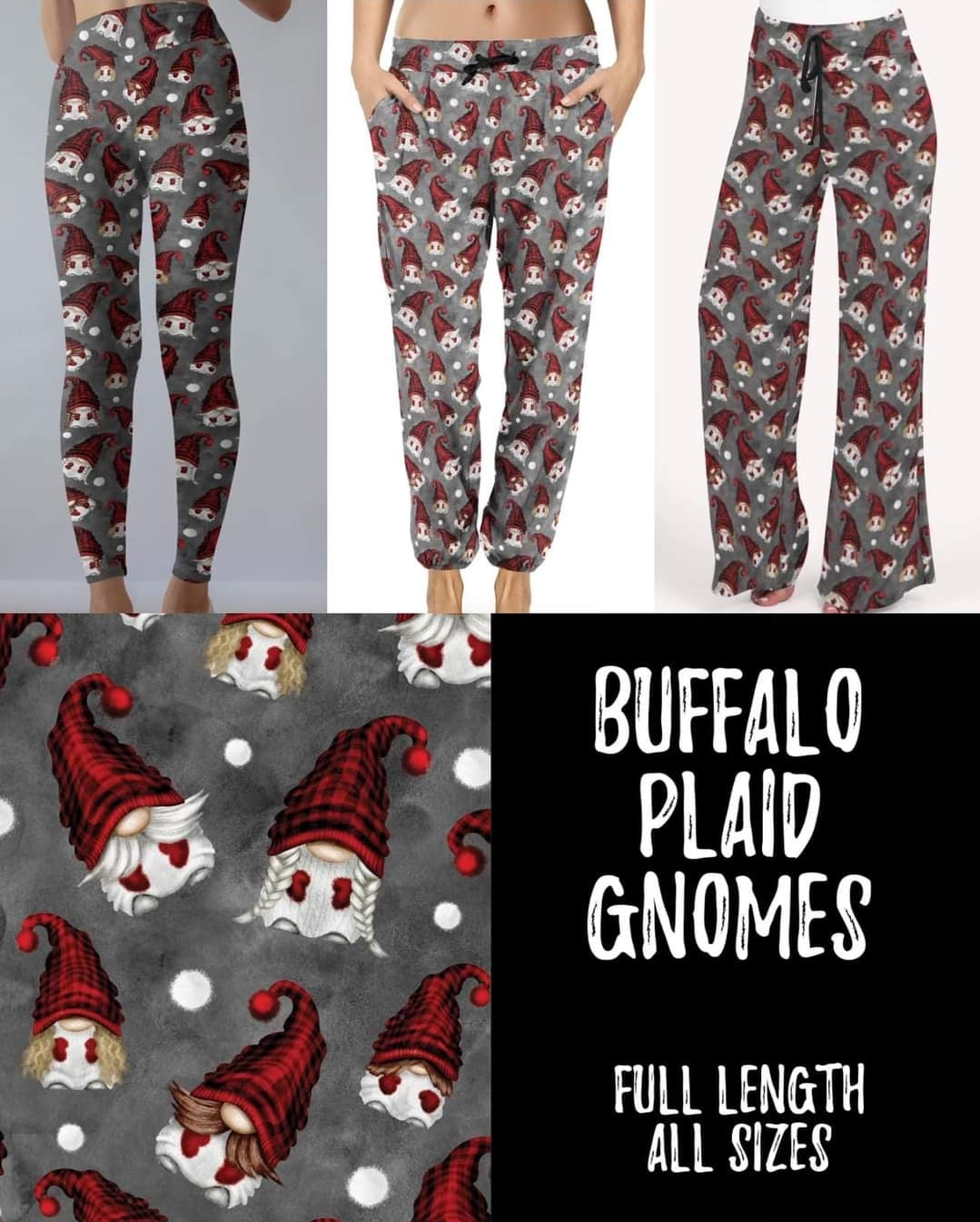 Buffalo plaid gnomes leggings, joggers and lounge pants