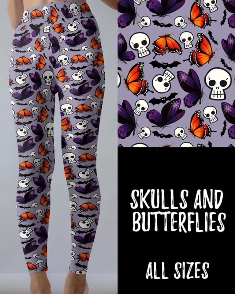 SKULLS AND BUTTERFLIES LEGGINGS AND JOGGERS
