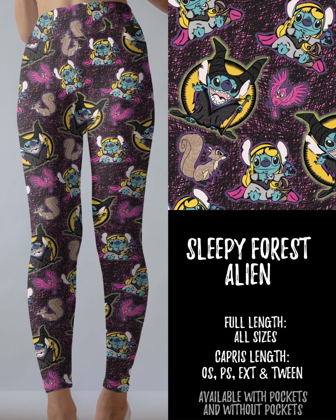 Sleepy Forest A Capri Leggings with Pockets