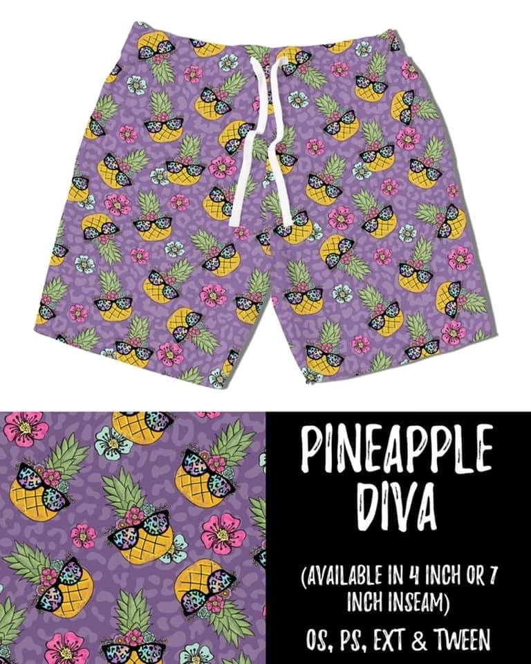 Pineapple Diva SHORTS (4 INCH AND 7 INCH)